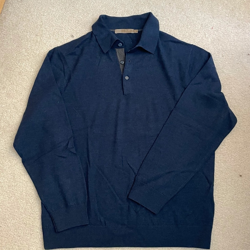Raffi Navy Quarter Button Up Sweater